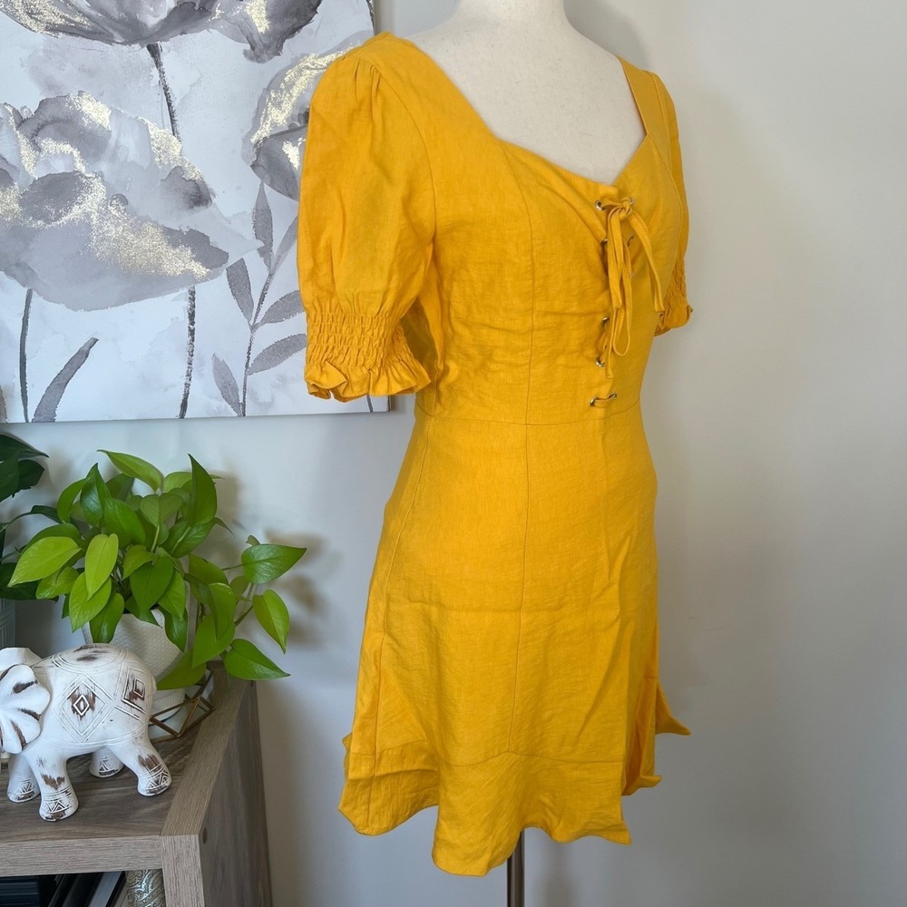 Corset Mini Dress Cottagecore Fairy Boho Milkmaid Festival Prairie Puff Sleeve - Picture 3 of 9